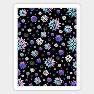 Festive Sky At Night Snowflakes Pattern Sticker